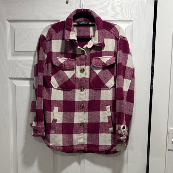 Plaid Button-Up Shacket - Picture 1 of 3